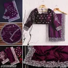Silk Blend Solid Saree For Women, Purple