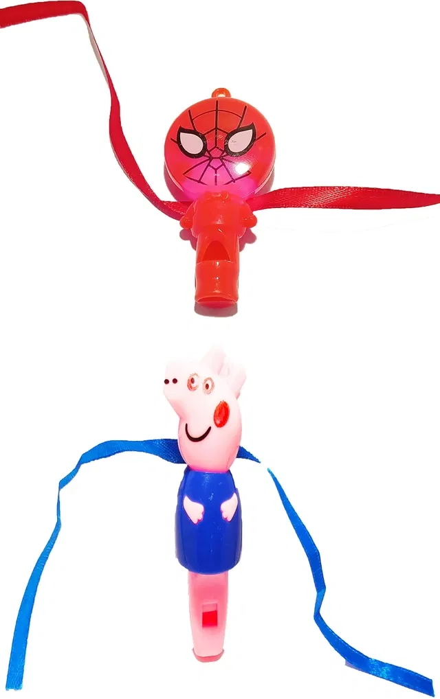 Plastic LED Light Whistle Spider Pepa Pig Kids Rakhi, Pack of 2 (Multicolor, Free)