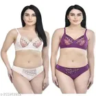 Polycotton Bra with Panty for Women 