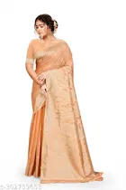 Linen Zari Woven Saree for Women 