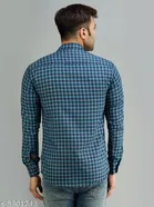 Cotton Blend Checked Shirts for Men, Blue 