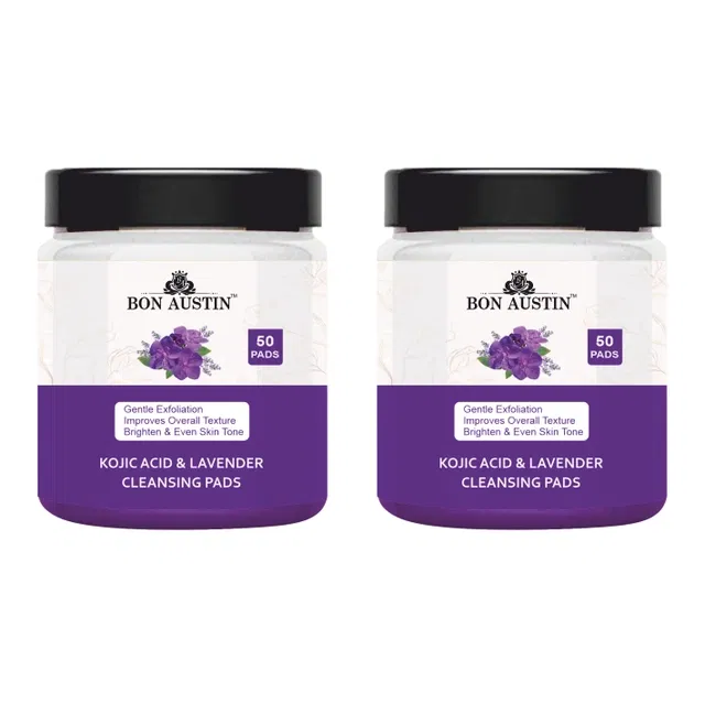 Bon Austin Kojic Acid & Lavender 50 Pcs Cleansing Pads (Pack of 2)