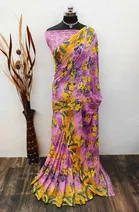 Kanooda Prints Georgette Women Saree With Un-stitched Blouse 