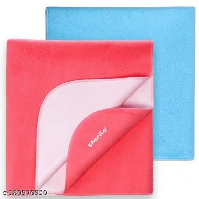 Cotton Mattress Protection Sheet (Sky Blue & Pink, 28x20 inches) (Pack of 2)
