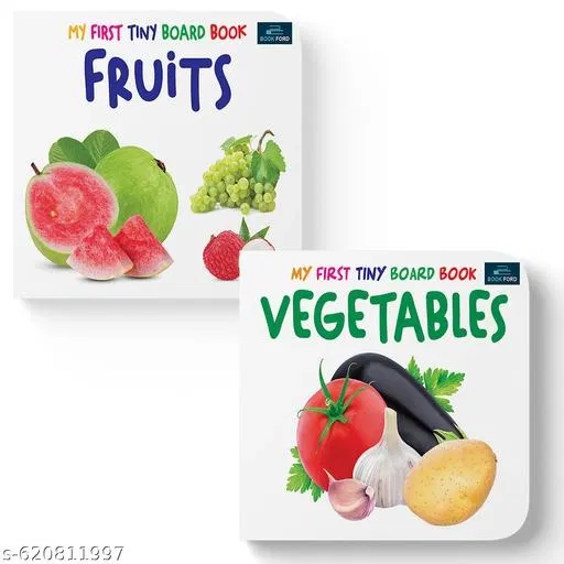 Set of 2 My First Tiny Board Books for Kids Fruits Vegetables Early Learning Mini Board Book Combo Toddlers First Picture Learning Boosts Brain Development Encourages Problem Solving Perfect Choice for Homeschooling Kindergarten Nursery Students