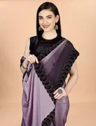 Chinon Solid Saree for Women 
