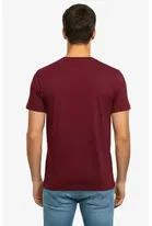 Polyester Printed T-shirt for Men, Maroon 