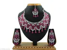 Rodium Plated Pink Bridal Chocker Jewellery Set for Women 
