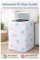 White Floral Waterproof and Dustproof top-load washing machines cover