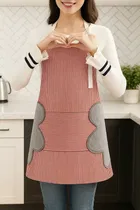 Krishna E PVC Waterproof Red Stripe Kitchen Apron 27Lx21W in 