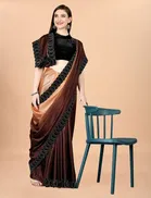 Chinon Solid Saree for Women 
