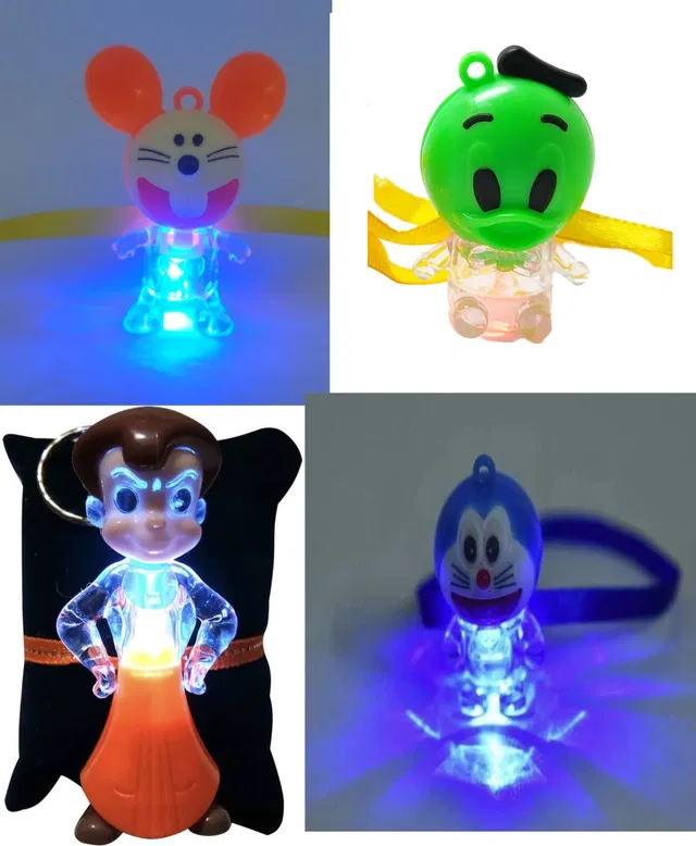 Plastic Chota Bheem Doremon Duck and Mice PVC Rakhi for Kids (Multicolor, Pack of 4)