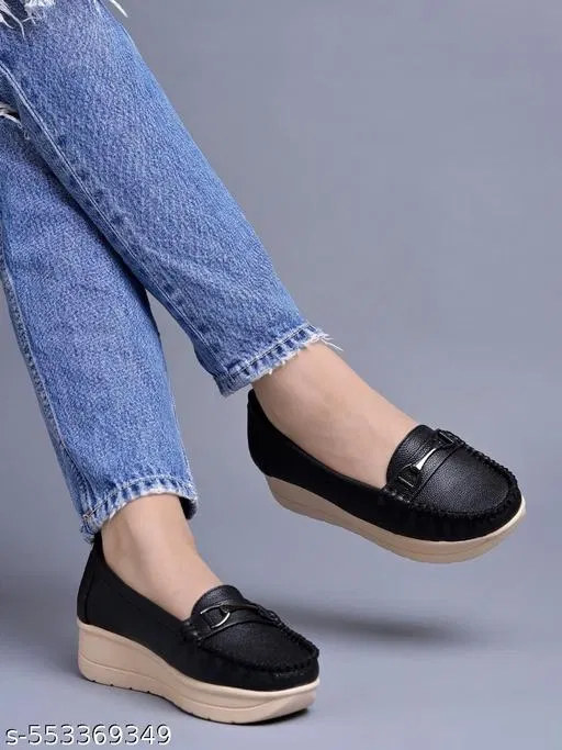 Shoetopia Girls Loafers (Black, 8.5-9 Years)