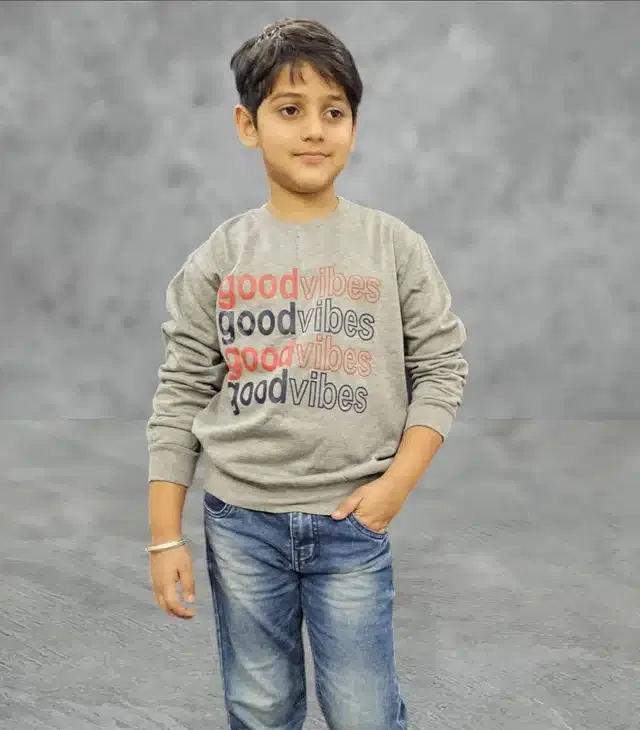 Full Sleeves Sweatshirt for Boys (Grey, 9-10 Years)