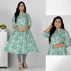 Cotton Silk Printed Kurti for Women, Green 