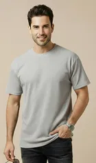 Polyester Round Neck T-shirt for Men, Multicolour, Pack of 2 