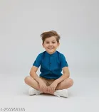 Solid Cotton Blend Mandarin T-Shirt for Boys 