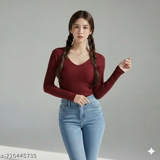 Lycra Top for Women, Maroon (L)