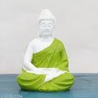 Resin Handicrafted Meditating Buddha Idol (Pista Green)