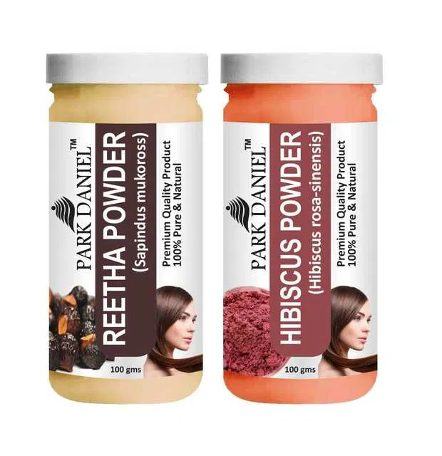 Park Daniel Pure & Natural Reetha Powder & Hibiscus Powder (Pack Of 2, 100 g) (SE-654)