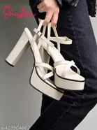 Shoetopia Cream Heel Sandals Size IND-6
