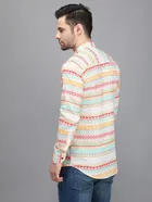 Cotton Blend Printed Kurta for Men 