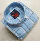 Cotton Blend Checked Shirt for Men, Sky Half 