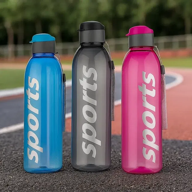 Parikshit Plastic Water Bottles (1000 ml, Set of 3) (Multicolor)