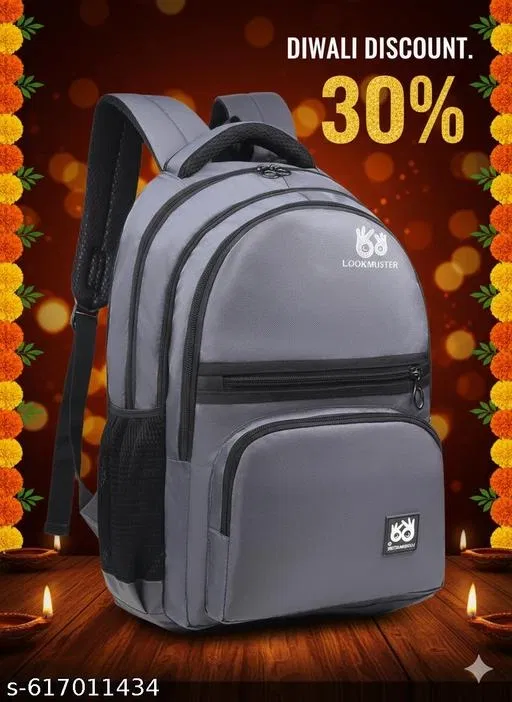 Polyester Backpack for Men & Women, Grey