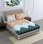 Glace Cotton Printed Fitted Double Bedsheet with Two Pillow Covers 