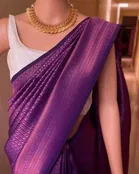Litchi Silk Zari Woven Saree for Women, Purple 