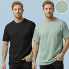 Polyester Round Neck T-shirt for Men, Multicolour, Pack of 2 
