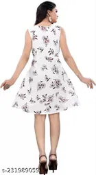 Crepe Printed Flared Dress for Women 