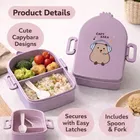Lunch Box for Kids, Cartoon Lunch Box with Fork, Purple  