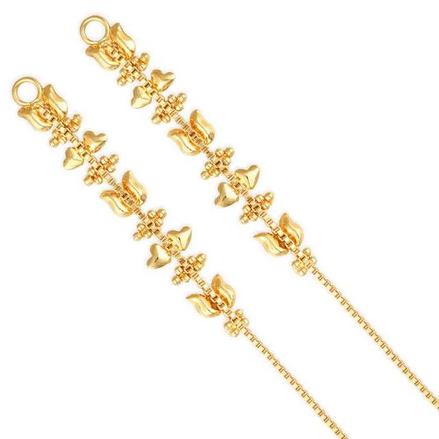 One Gram Gold Plated Alloy Ear Chain For Women's And Girl's (Golden, Set Of 1) (V-09)