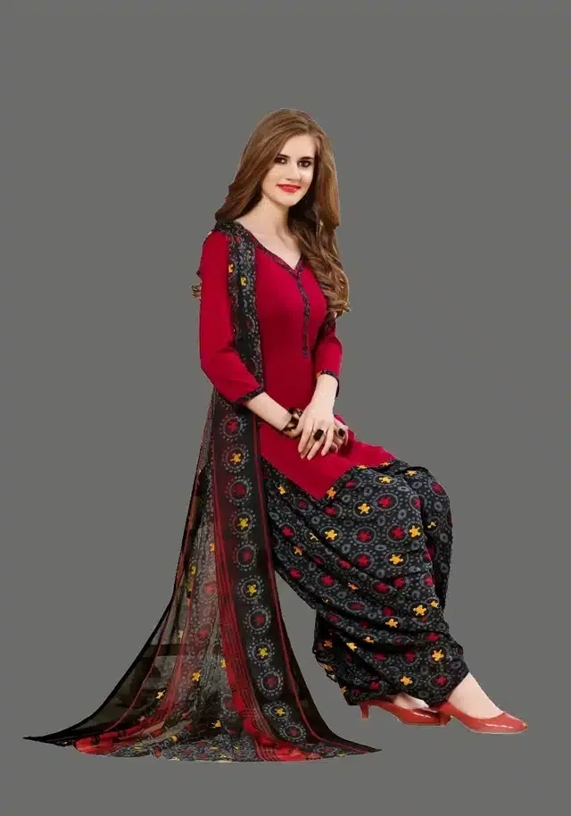 Unstitched Dress Material for Women & Girls (Red)
