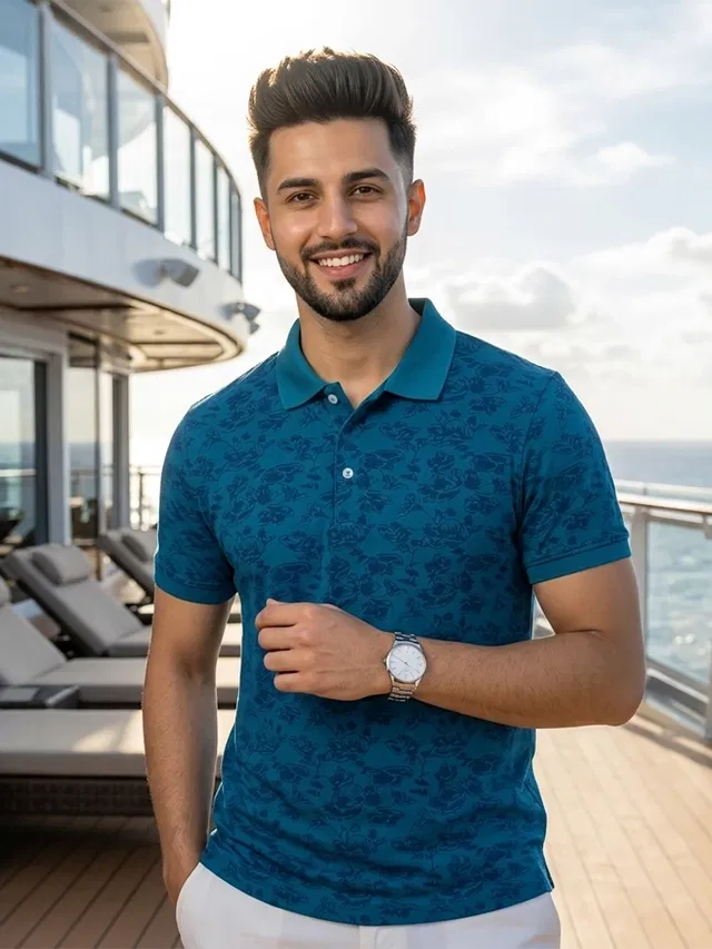 Polo T-shirt for Men (Teal, XL)