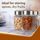 Afast Clear glass cubic jar with steel cap 500ml 
