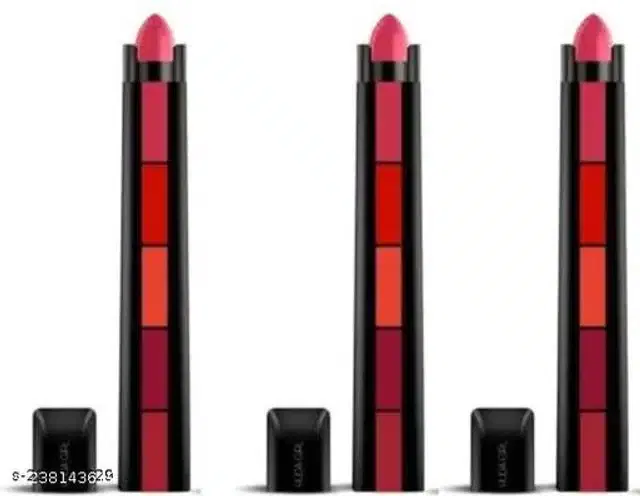 5 in 1 Lipstick (Multicolor, Pack of 3)