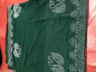 Georgette Embellished Saree For Women, Green