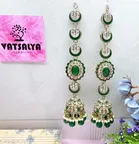 Mehandi Finish Exclusive Meenakari Jumkee with Earchain for Women 