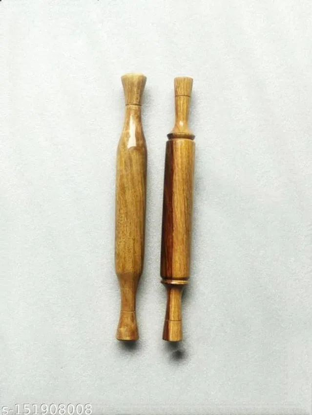 Wooden Rolling Pin (Brown, Pack of 2)