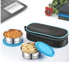 Stainless Steel Lunch Box with Bag Set (Multicolor, Set of 1)