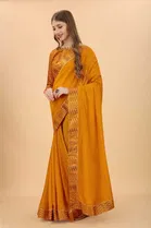 SVB Vichitra Silk Women Jacquard Saree With Un-Stitched Blouse 