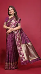 Silk Woven Design Saree for Women, Purple 