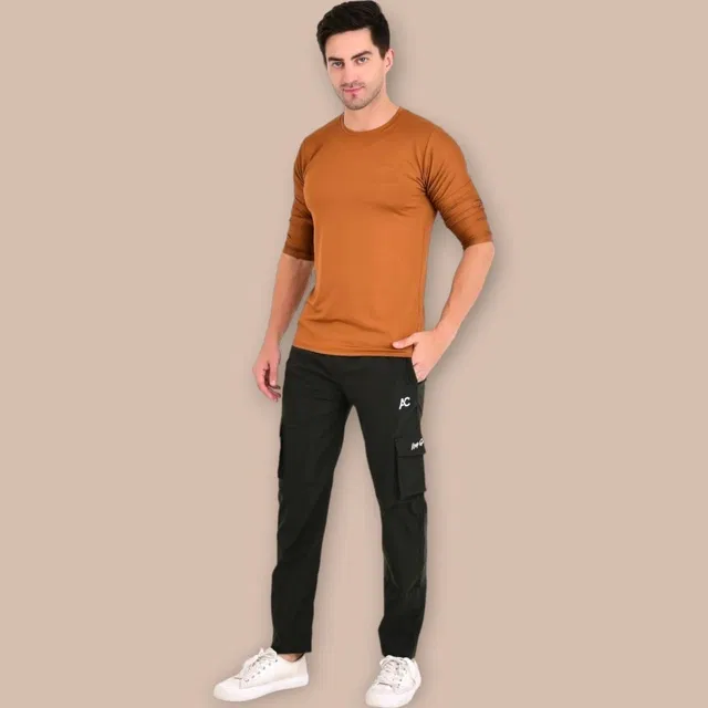 Lycra Nylon Logo Printed Track Pant for Men (Assorted, M)
