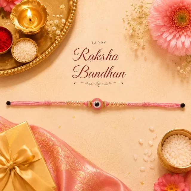 Evil Eye Rakhi for Brother Pink