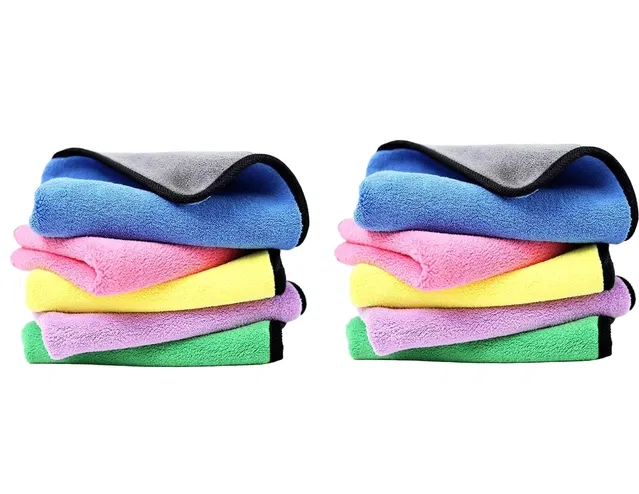 Microfiber Cleaning Cloth for Car (Multicolor, 30x40 cm) (Pack of 10)