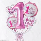 32 Pcs 1st Birthday Decoration Combo Kit for Girls, Multicolour, Set of 1