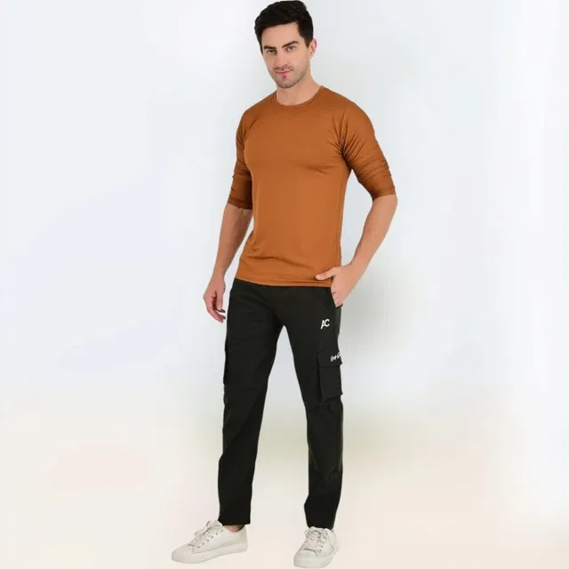 Lycra Nylon Logo Printed Track Pant for Men (Assorted, XL)